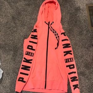 Victorias secret pink long zip hoodie